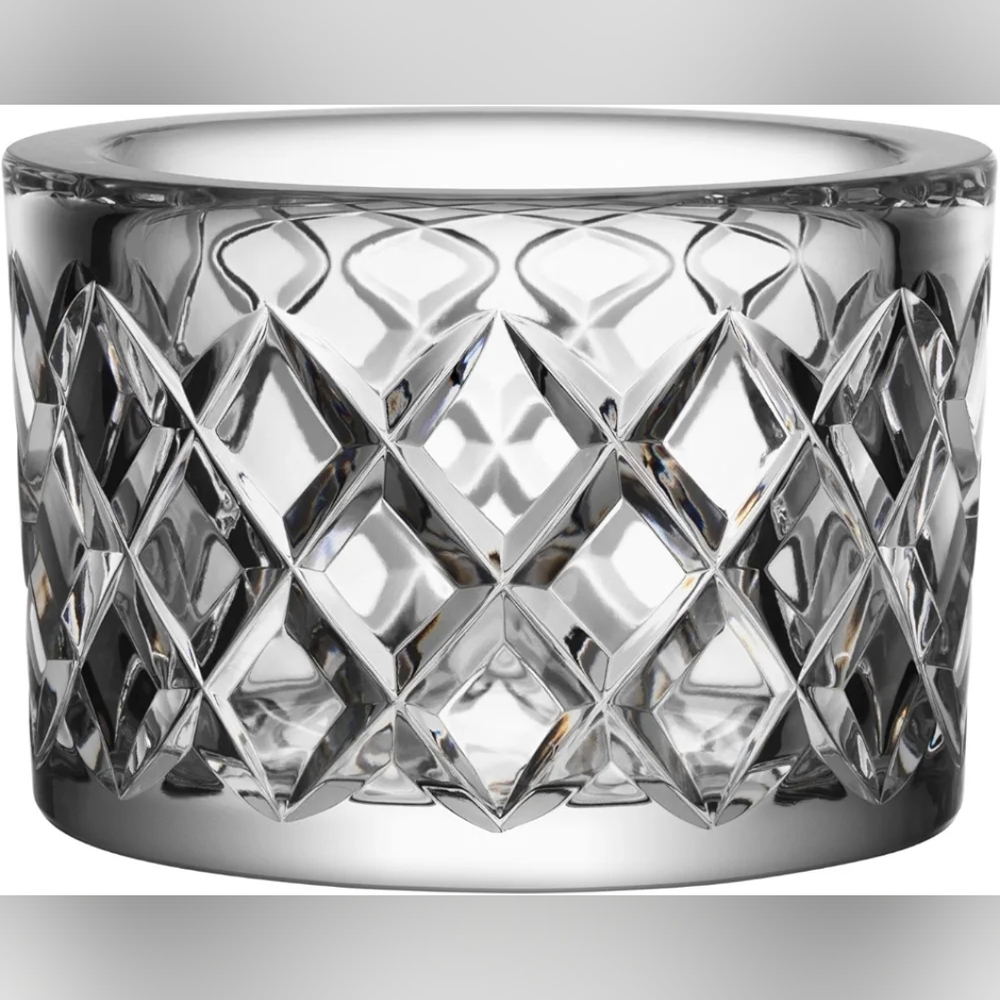 NEW box Orrefors Kostaboda Crystal Legend Checked Bowl